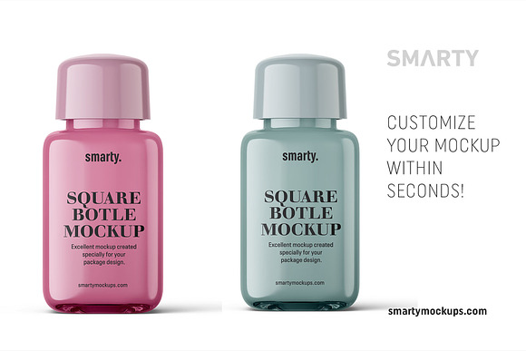 Square bottle mockup in Product Mockups - product preview 2