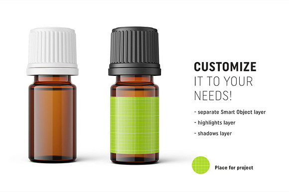 Essentaial oil bottle mockup 5ml in Product Mockups - product preview 1