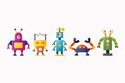 Set of cute vector robot characters