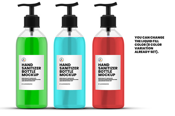 Hand Sanitizer Bottle Mockup in Product Mockups - product preview 3