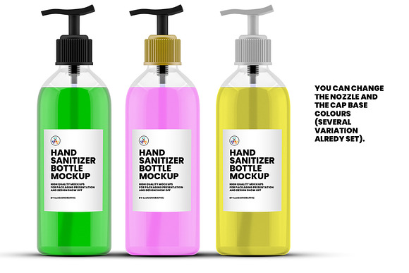 Hand Sanitizer Bottle Mockup in Product Mockups - product preview 4