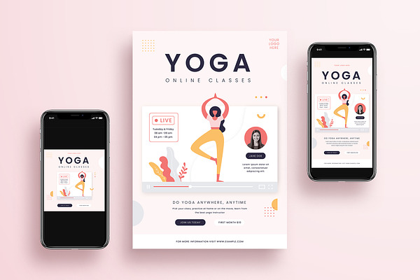 Yoga Online Class Flyer Set