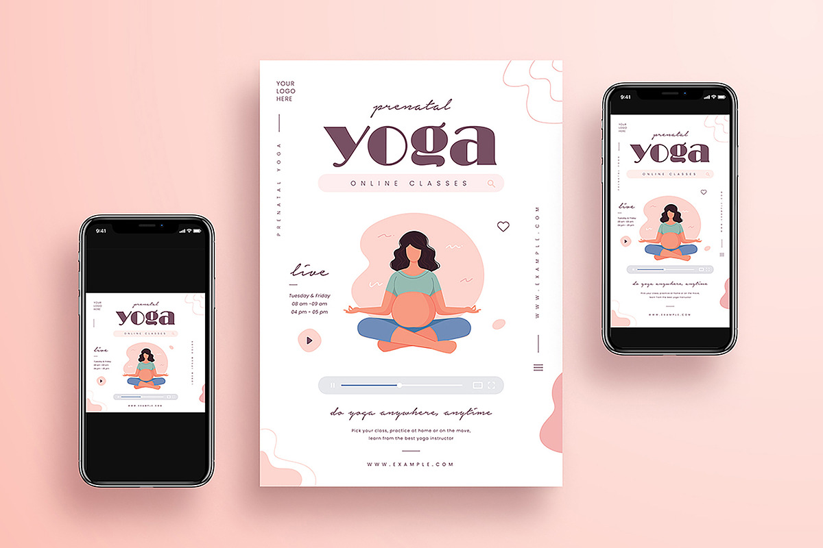 Yoga Online Class Flyer Set in Instagram Templates - product preview 8