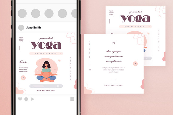 Yoga Online Class Flyer Set in Instagram Templates - product preview 2