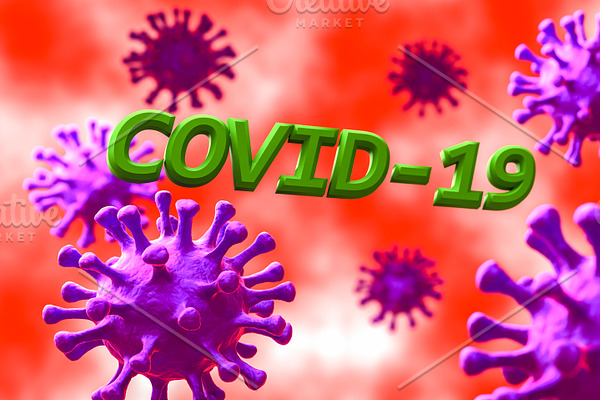 Image of Flu COVID-19 virus cell und