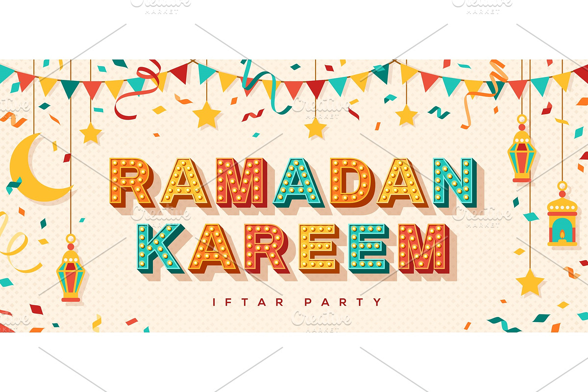 Ramadan Kareem banner with lanterns in Illustrations - product preview 8
