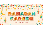 Ramadan Kareem banner with lanterns