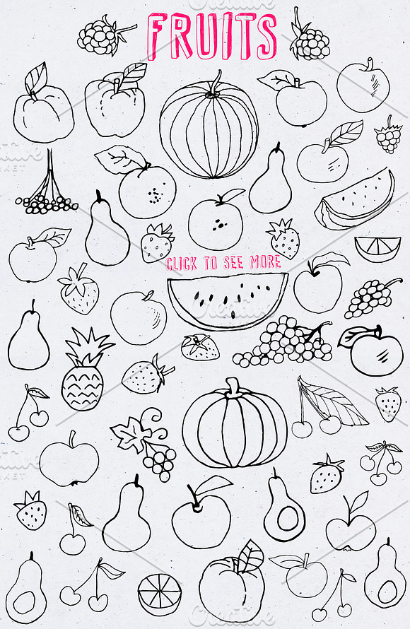 Hand drawn fruits collection ! in Objects - product preview 1