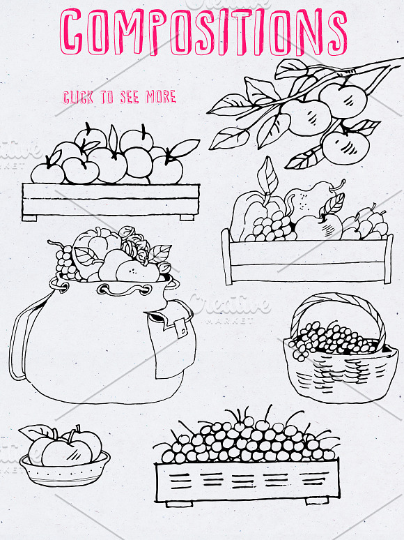 Hand drawn fruits collection ! in Objects - product preview 2