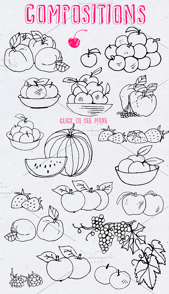 Hand drawn fruits collection ! in Objects - product preview 3