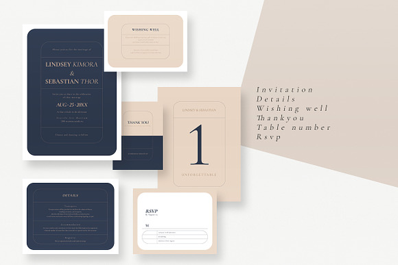 Navy Creme Wedding Suite in Wedding Templates - product preview 1