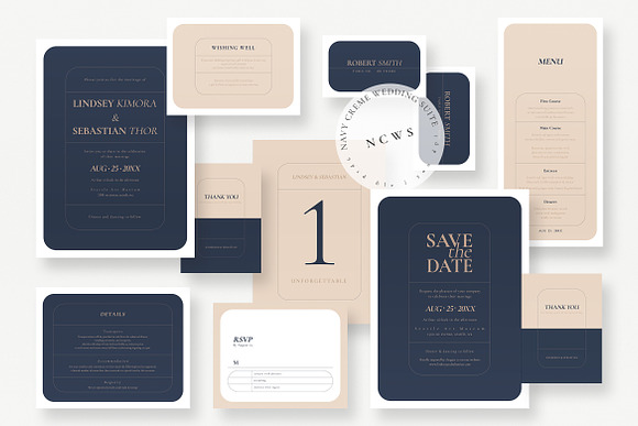 Navy Creme Wedding Suite in Wedding Templates - product preview 2