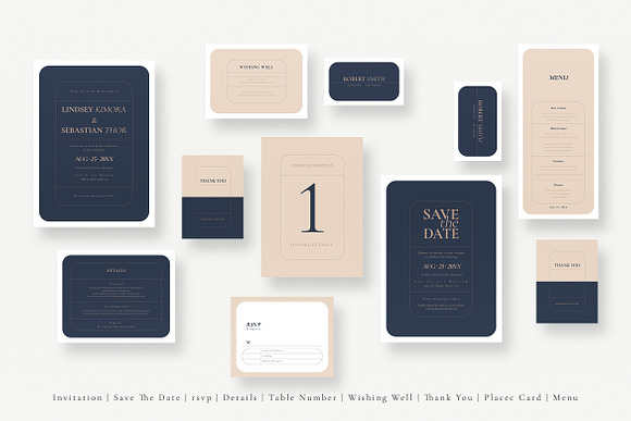 Navy Creme Wedding Suite in Wedding Templates - product preview 4