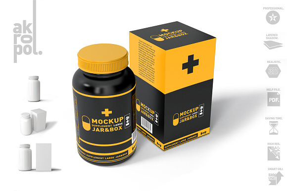 pill(Large) Bottles Mock Up in Product Mockups - product preview 1