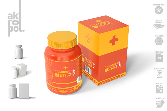 pill(medium) Bottles Mock Up in Product Mockups - product preview 1
