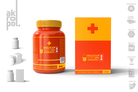 pill(medium) Bottles Mock Up in Product Mockups - product preview 2