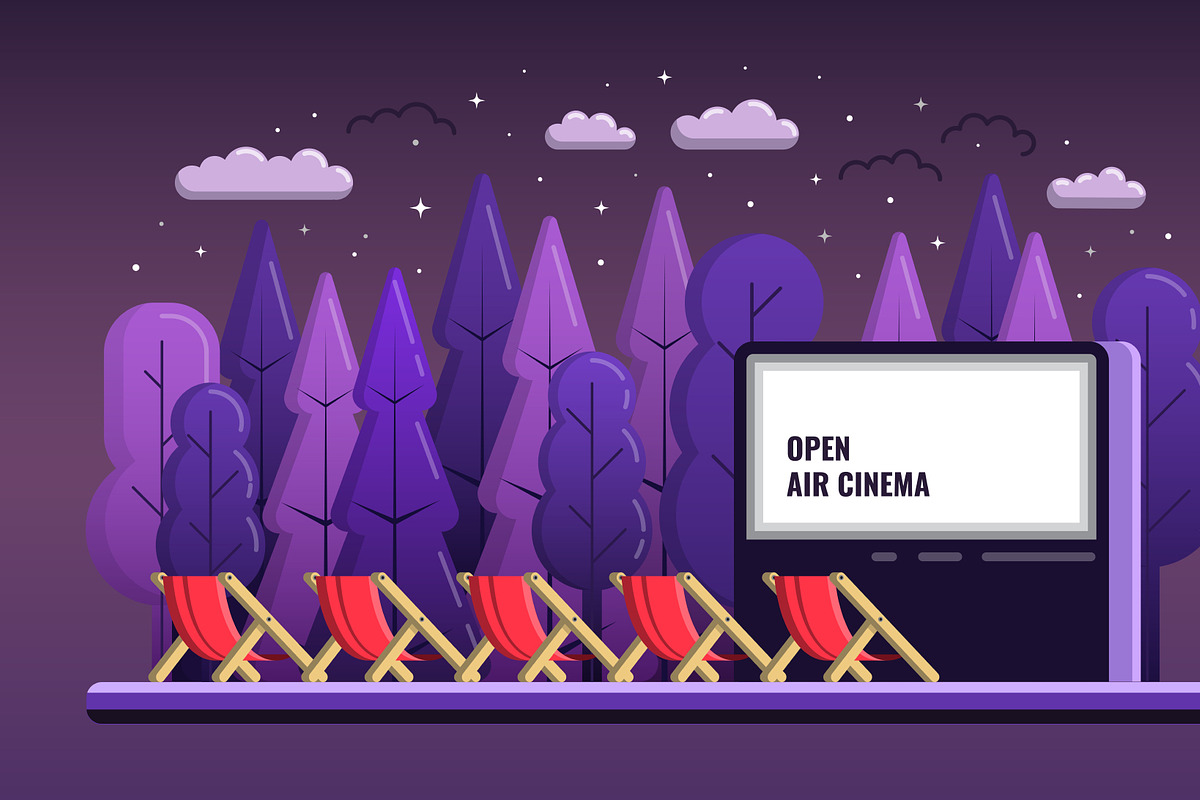 Open air cinema in Illustrations - product preview 8