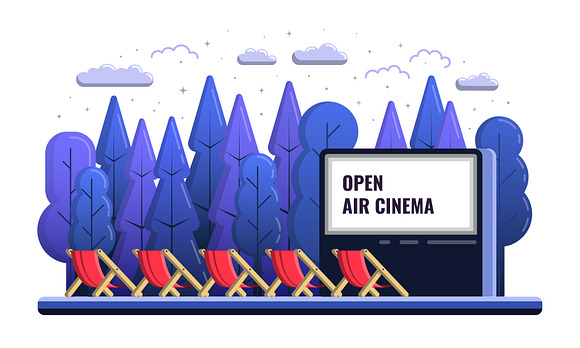 Open air cinema in Illustrations - product preview 1