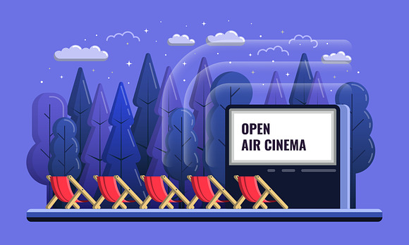 Open air cinema in Illustrations - product preview 2