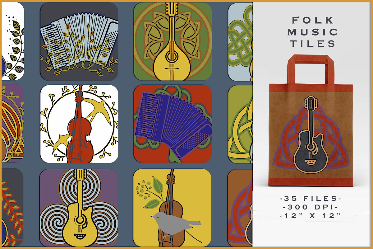 Folk Music Charming Tiles in Illustrations - product preview 8