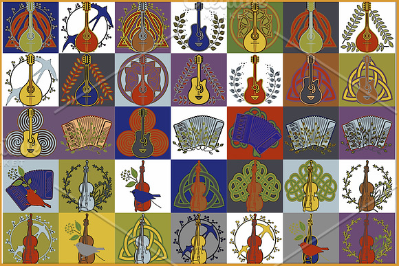 Folk Music Charming Tiles in Illustrations - product preview 1