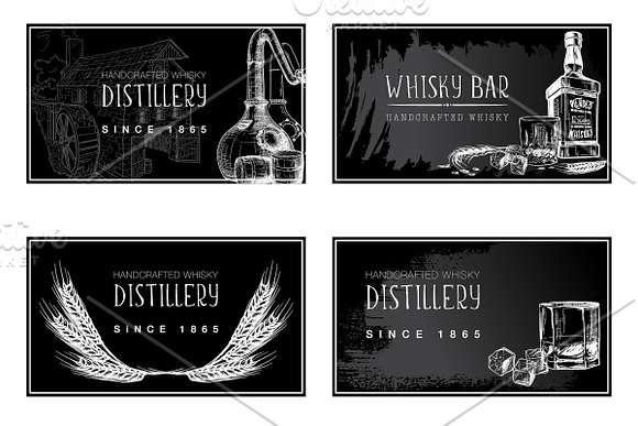 Whiskey Design Elements Set in Illustrations - product preview 1