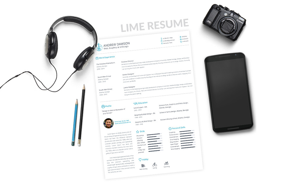 Lime Resume in Resume Templates - product preview 8