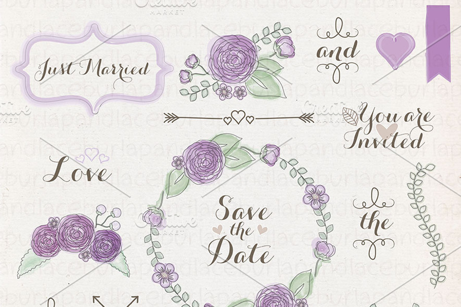 Watercolor wedding clipart in Illustrations - product preview 8