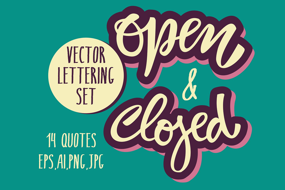 Open & Closed Vector Lettering Set in Illustrations - product preview 8