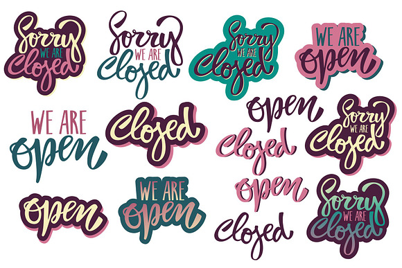 Open & Closed Vector Lettering Set in Illustrations - product preview 1