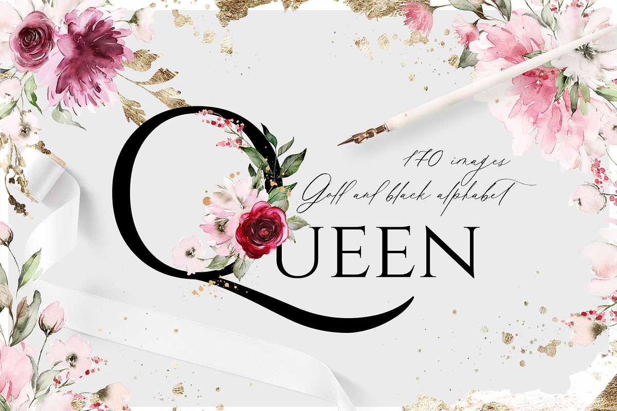 Queen. Watercolor set in Illustrations - product preview 8