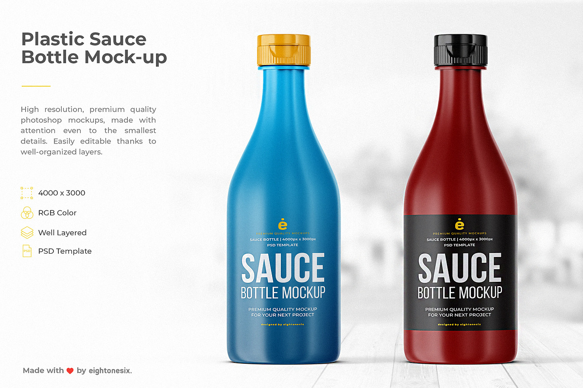 Plastic Sauce Bottle Mock-Up Templat in Product Mockups - product preview 8