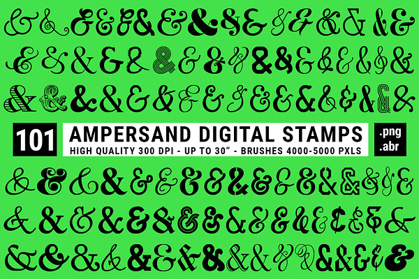 101 Ampersand Digital Stamps PNG ABR