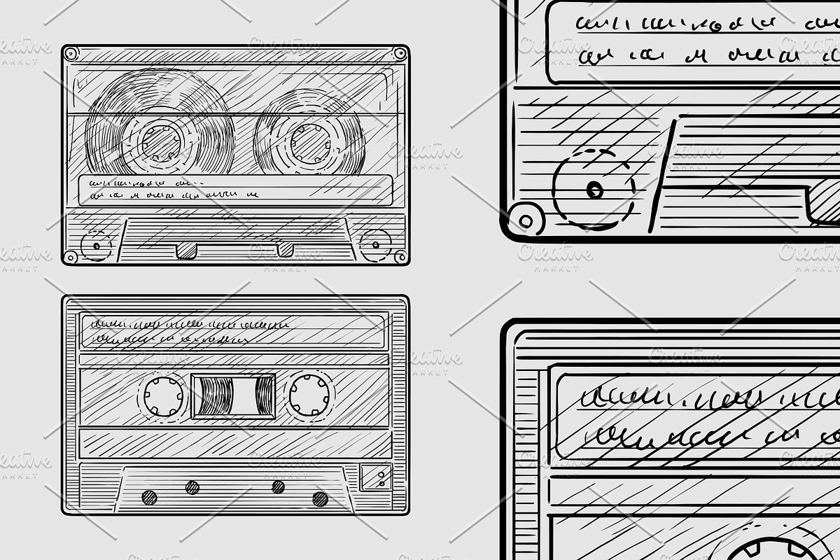 Audio cassette illustration in Illustrations - product preview 8