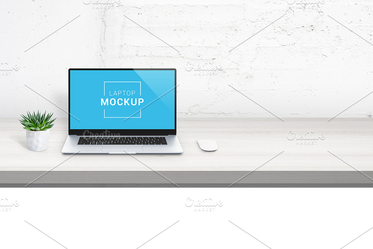 Laptop mockup on office desk in Mockup Templates - product preview 8