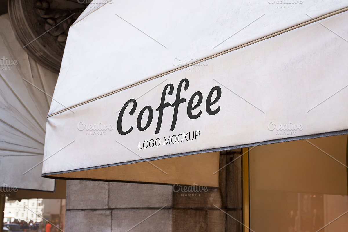 Logo mockup on white awning in Branding Mockups - product preview 8