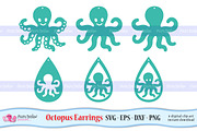 Octopus Earrings SVG, Eps, Dxf, Png