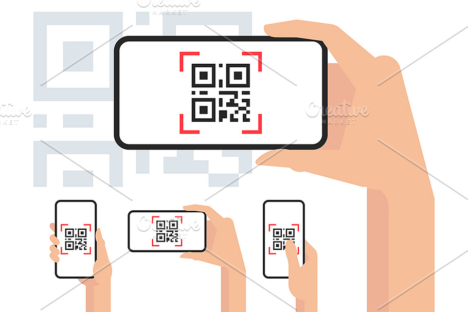 Smartphone Scanning QR Code in Illustrations - product preview 8