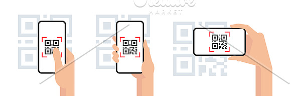 Smartphone Scanning QR Code in Illustrations - product preview 2