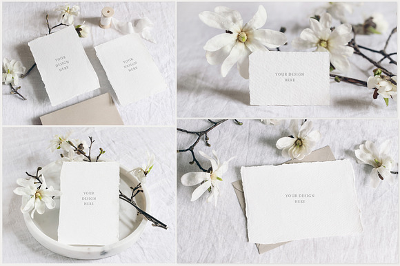 White magnolia wedding photo mockups in Print Mockups - product preview 1