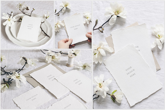 White magnolia wedding photo mockups in Print Mockups - product preview 2