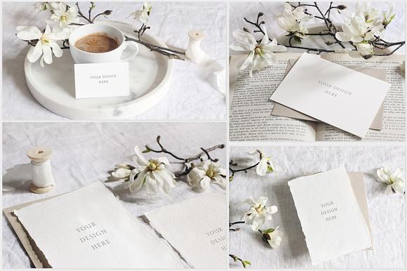 White magnolia wedding photo mockups in Print Mockups - product preview 3