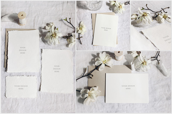 White magnolia wedding photo mockups in Print Mockups - product preview 4