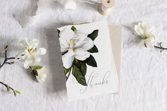 White magnolia wedding photo mockups in Print Mockups - product preview 5