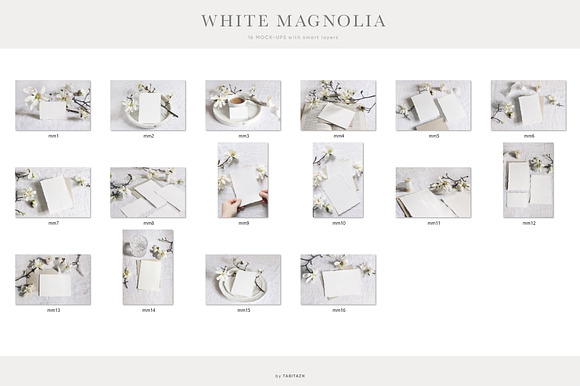White magnolia wedding photo mockups in Print Mockups - product preview 6