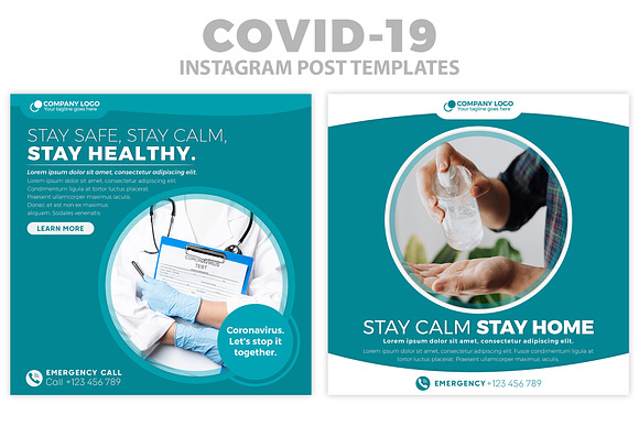 Covid-19 Instagram Post Templates in Instagram Templates - product preview 1