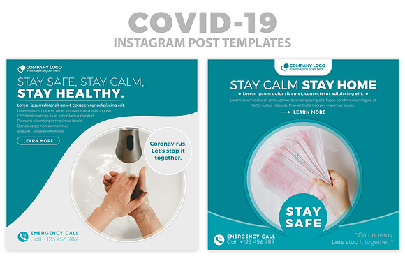 Covid-19 Instagram Post Templates in Instagram Templates - product preview 2