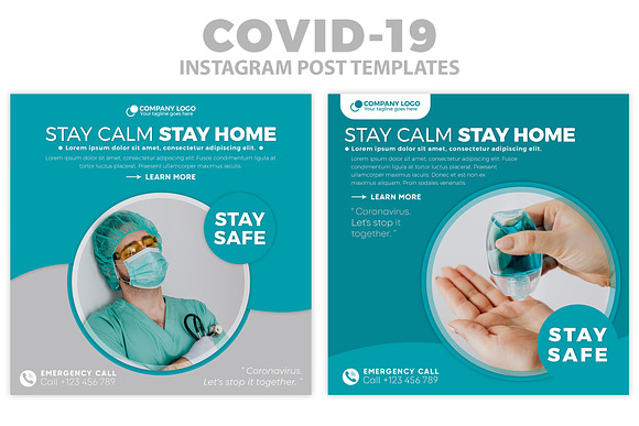 Covid-19 Instagram Post Templates in Instagram Templates - product preview 3