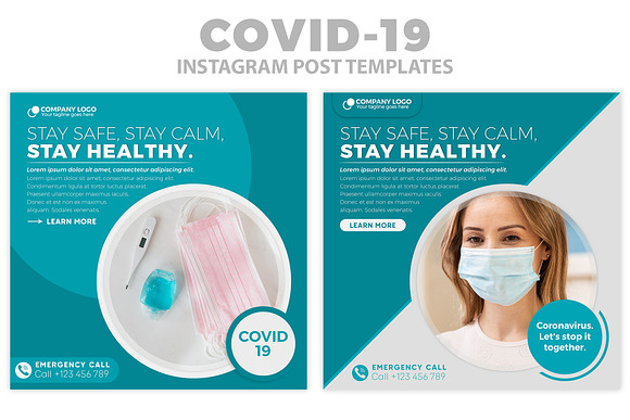 Covid-19 Instagram Post Templates in Instagram Templates - product preview 4