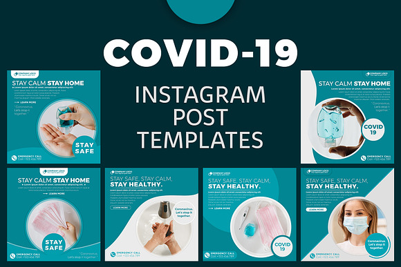 Covid-19 Instagram Post Templates in Instagram Templates - product preview 6